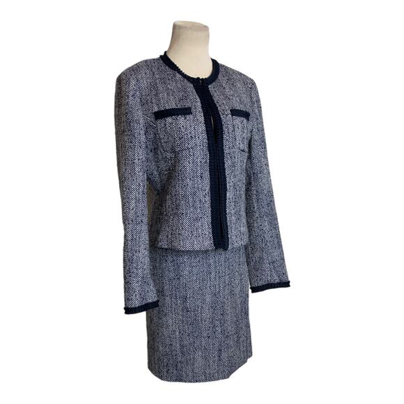 Brooks Brothers blue wool tweed skirt jacket suit set size 12 - Picture 1 of 10